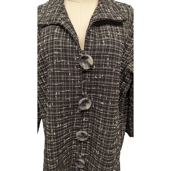 Caroline Rose‎ Boucle Tweed Crosshatch Front Big Buttons Vented Coat Jacket XL - Picture 2 of 10